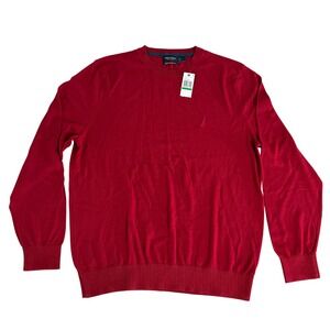 Nautica Men's Red Crew Neck Long Sleeve Sweater Luxury Performance Size L